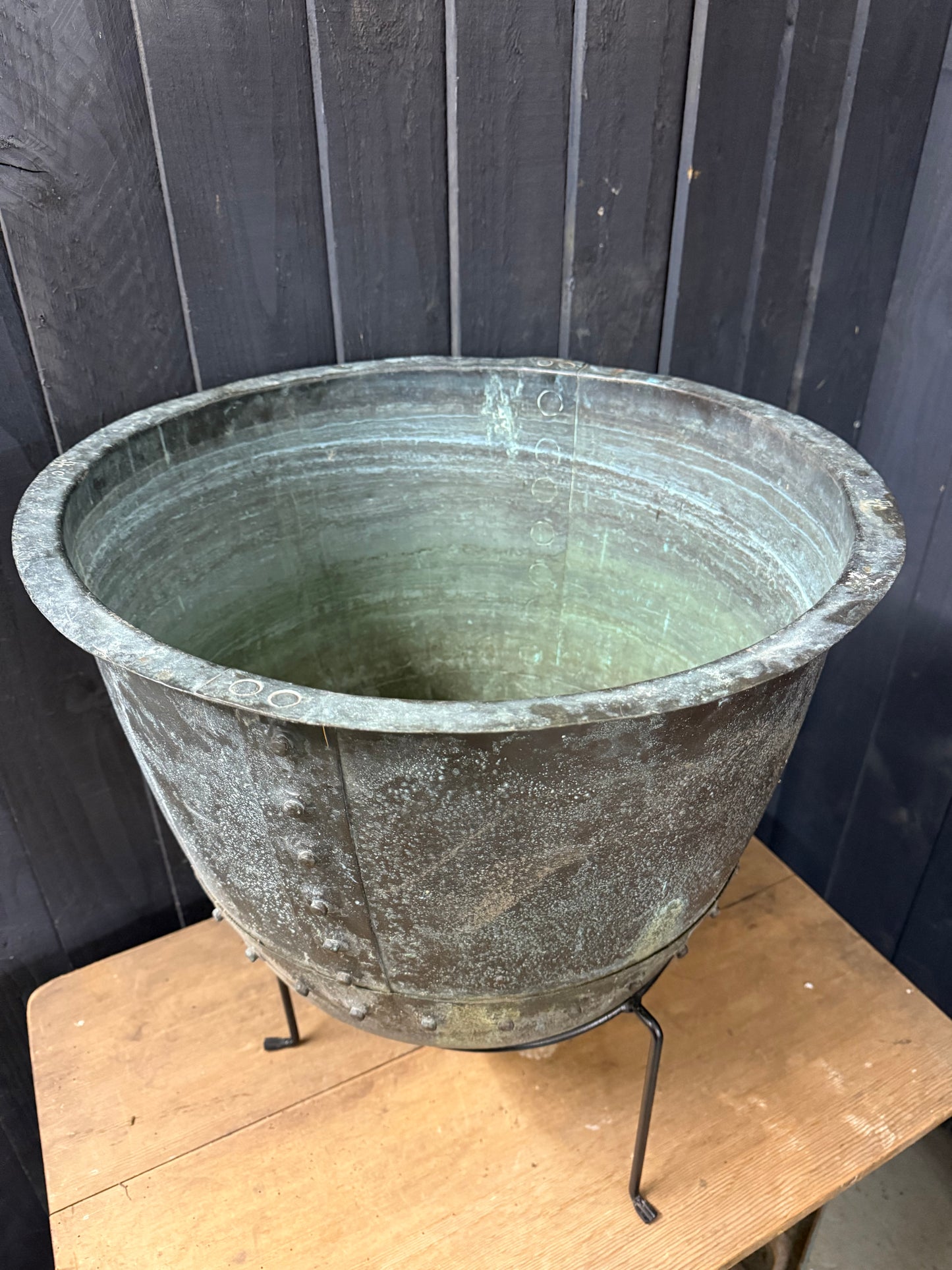 Vintage Riveted Copper Planter