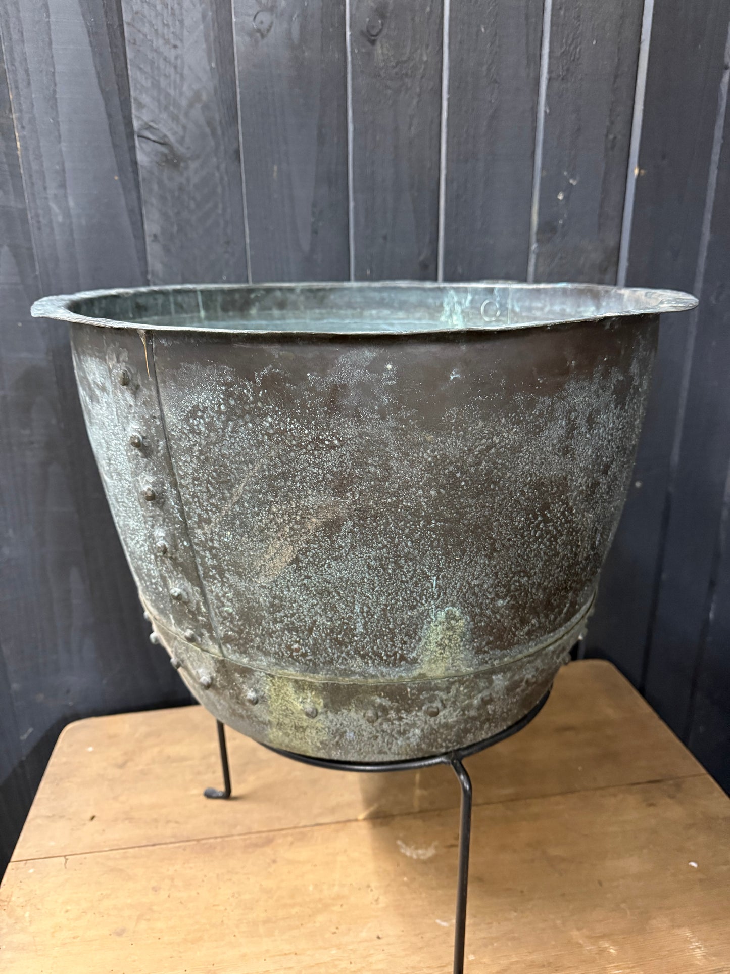 Vintage Riveted Copper Planter