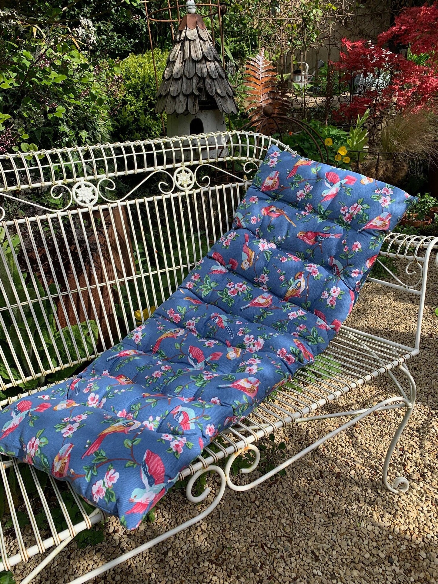 Garden Bench Seat Pad Songbird Design