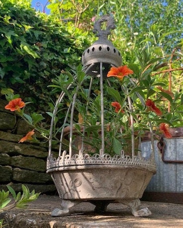 Vintage Caged Dish Planter on Feet
