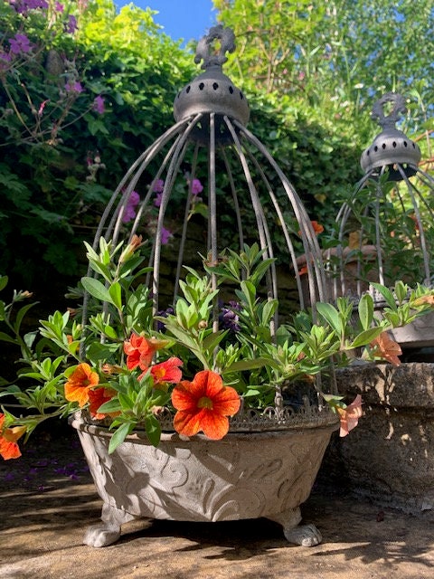 Vintage Caged Dish Planter on Feet