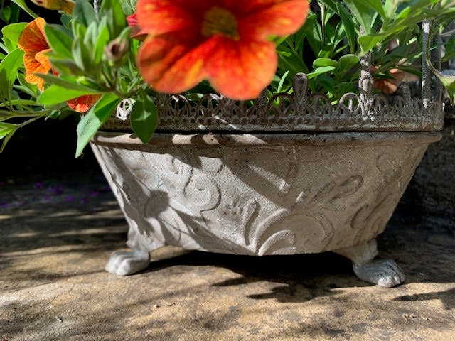 Vintage Caged Dish Planter on Feet