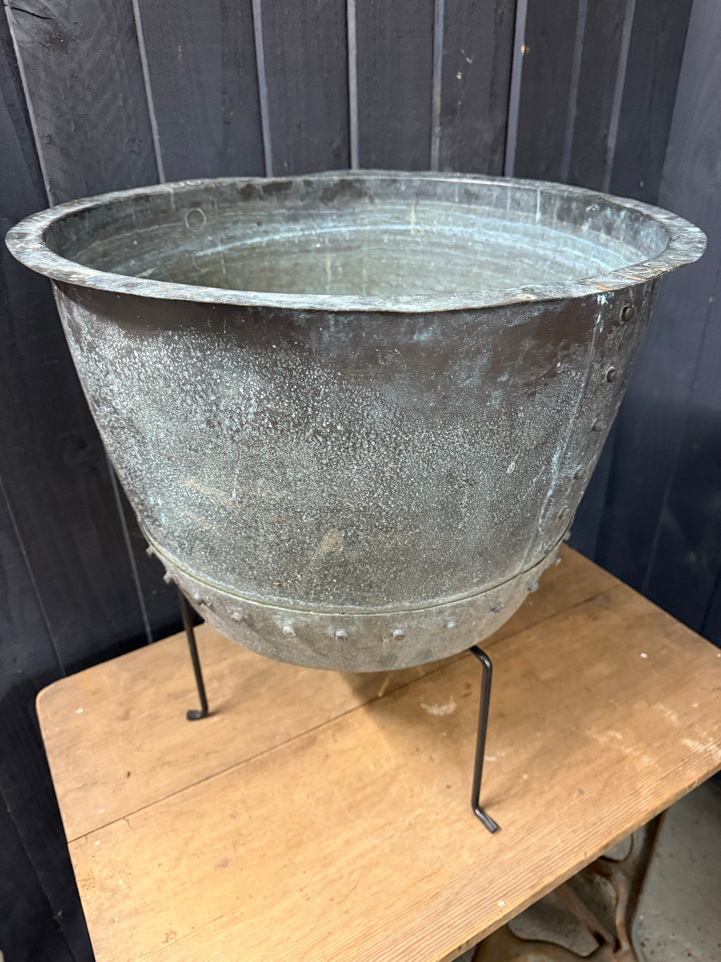 Vintage Riveted Copper Planter