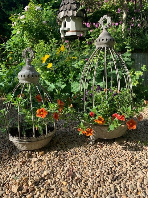 Vintage Caged Dish Planter on Feet