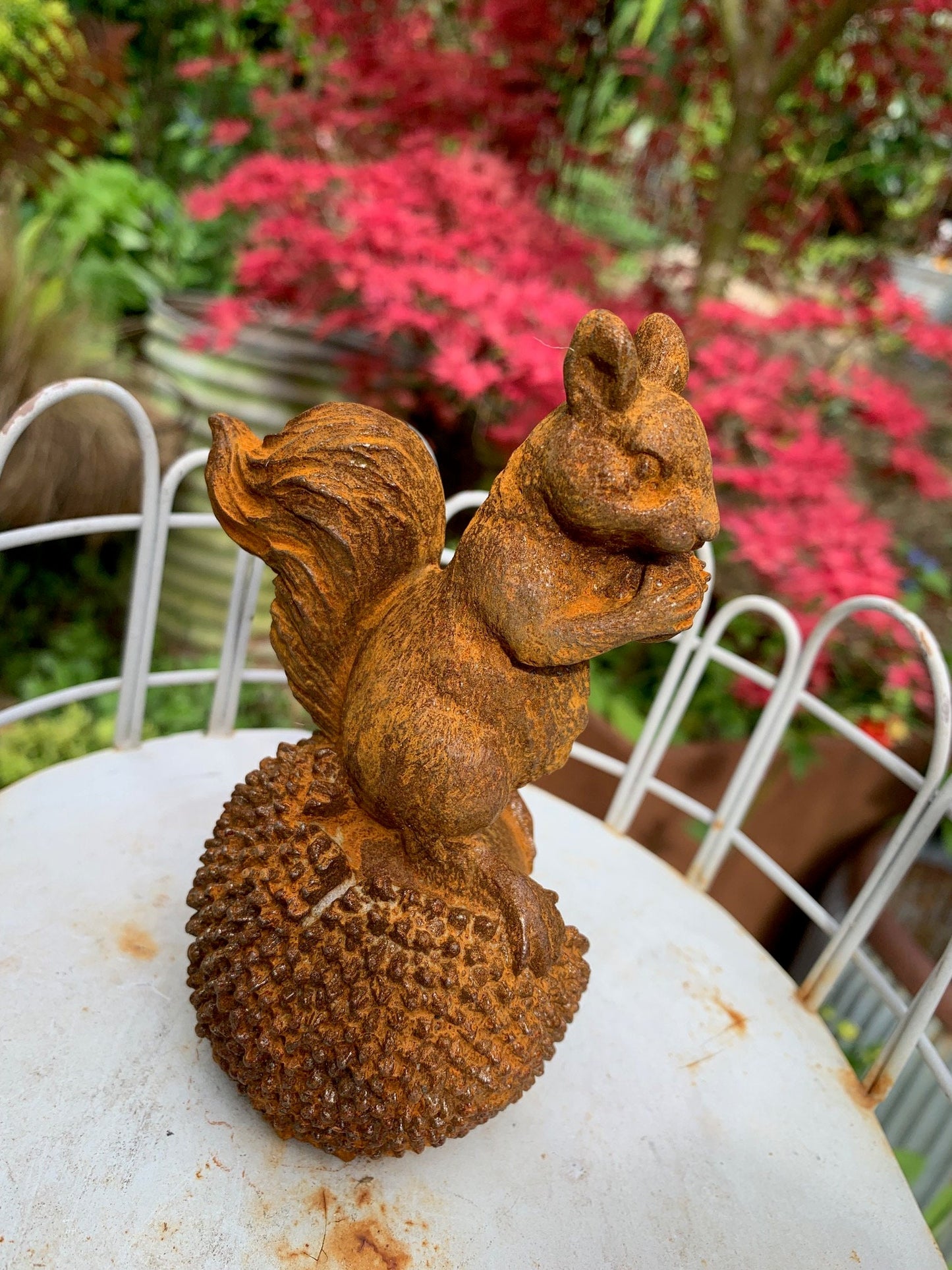 Small Cast Iron Squirrel on Chestnut