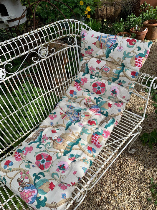 Garden Bench Seat Pad Vintage Indian Design