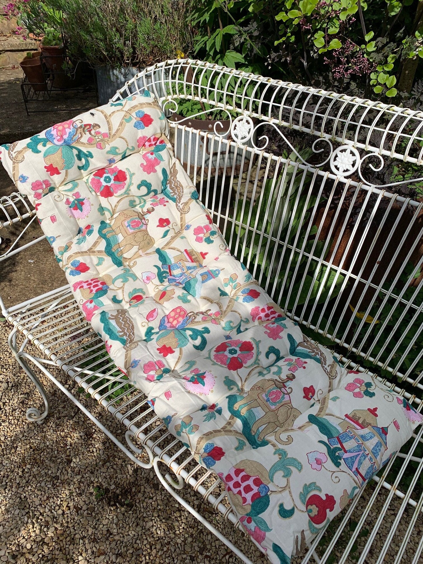 Garden Bench Seat Pad Vintage Indian Design