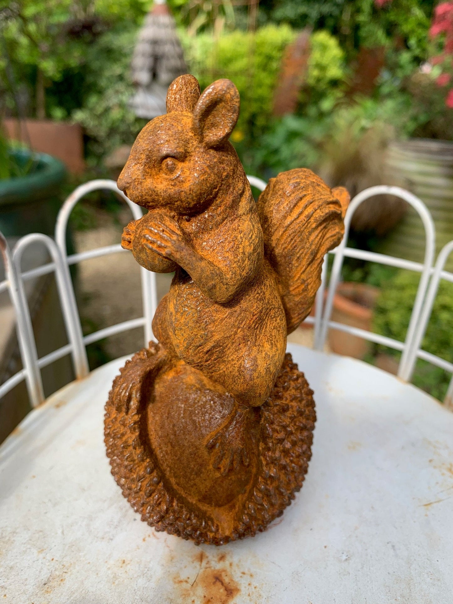 Small Cast Iron Squirrel on Chestnut
