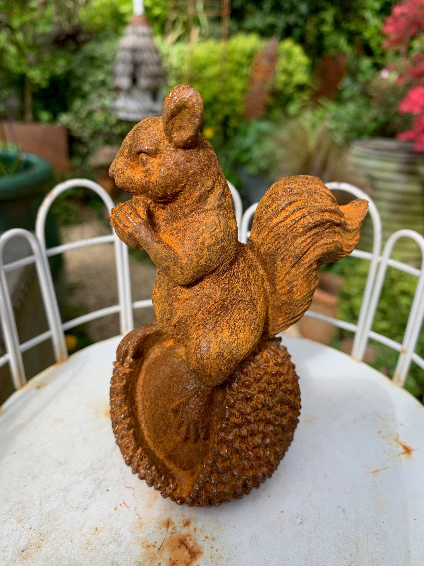 Small Cast Iron Squirrel on Chestnut