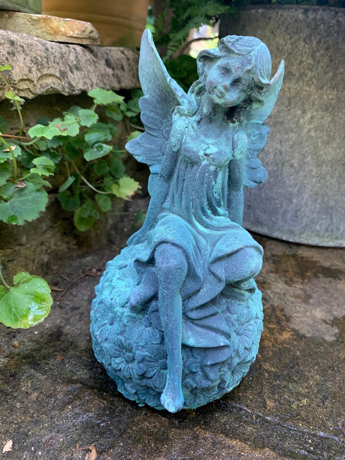 Cast Iron Flower Fairy Sculpture