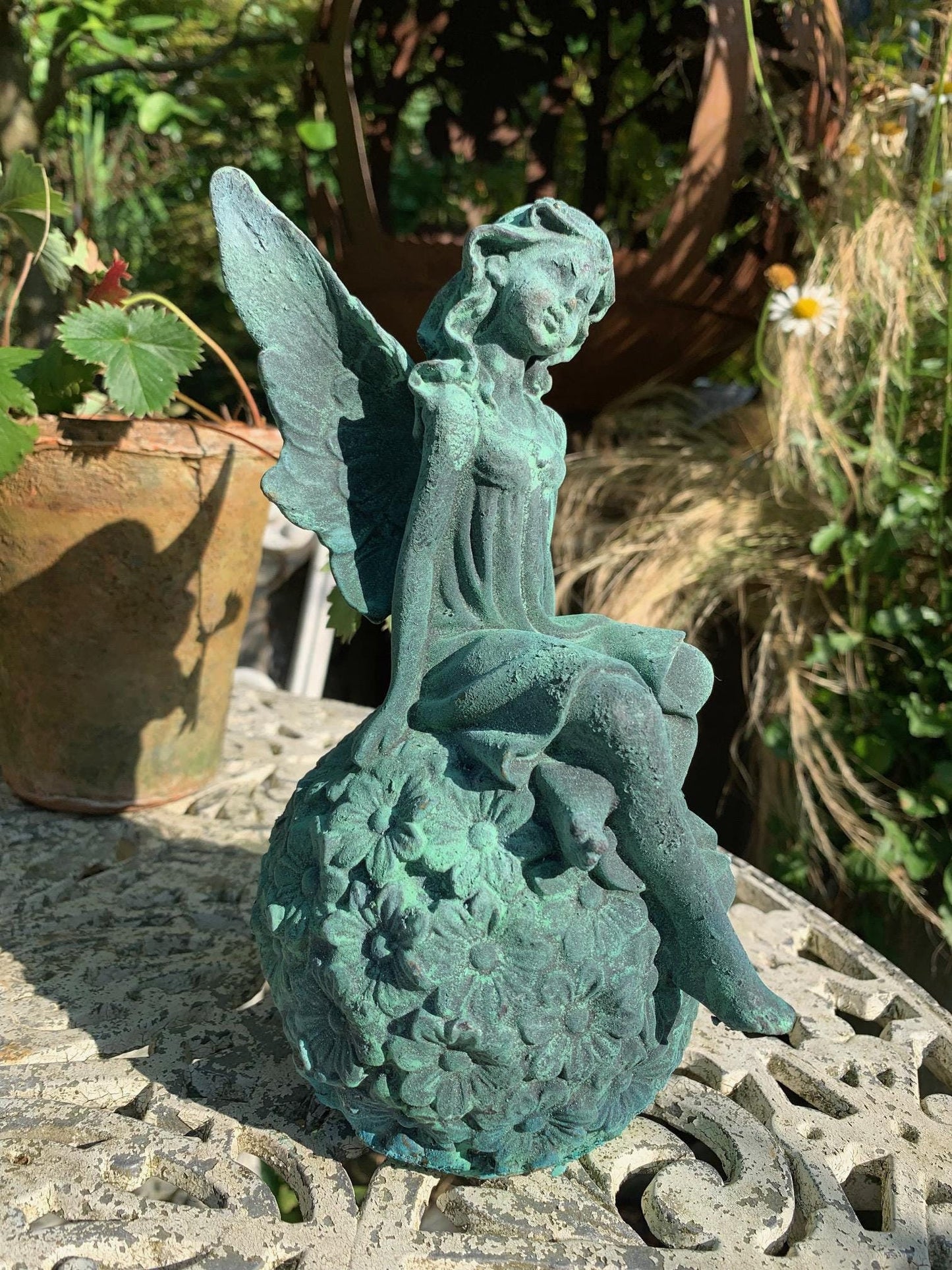 Cast Iron Flower Fairy Sculpture